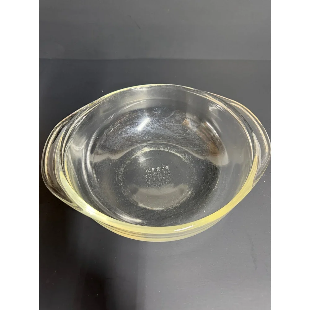 Pyrex 023‎ Clear Glass 1.5 Quart Round Casserole Dish with Handles USA Made